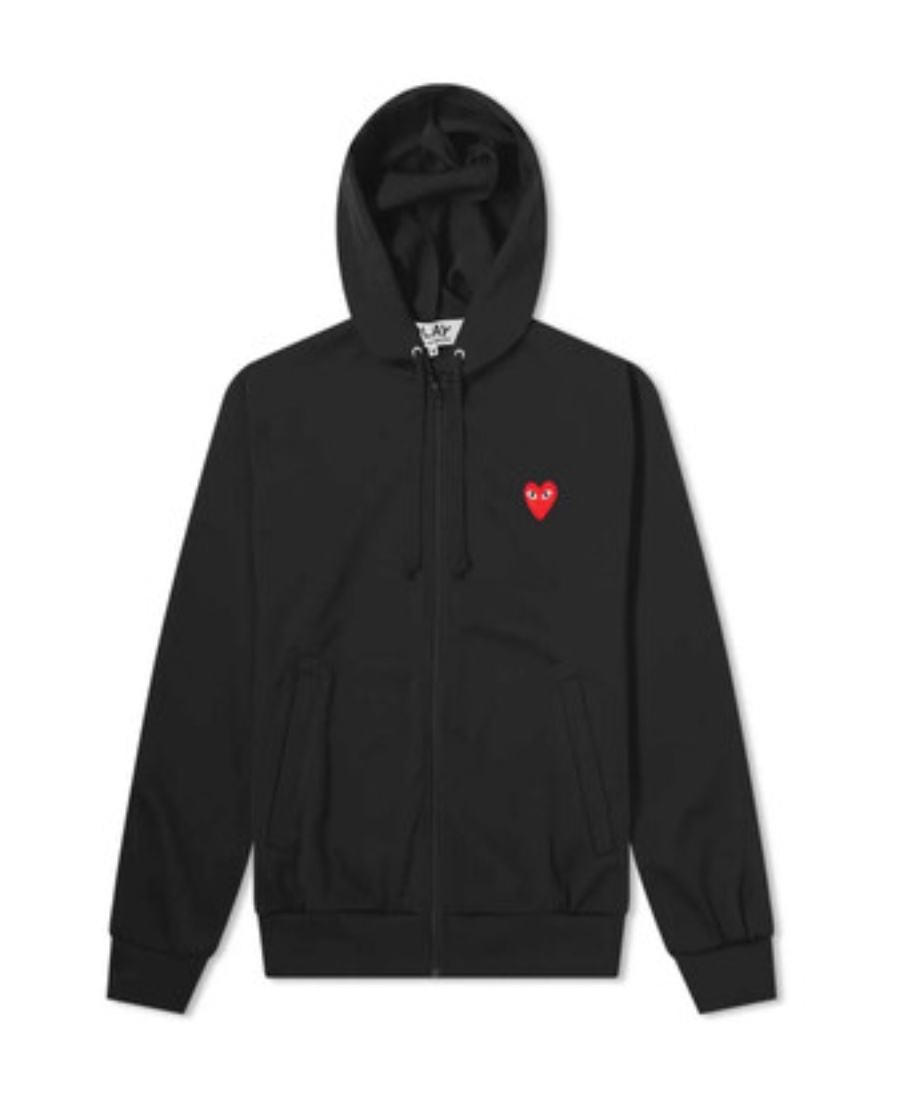 COMME DES GARÇONS PLAY COMME DES GARÇONS PLAY HEART LOGO EMBROIDERED ZIP-UP HOODIE 