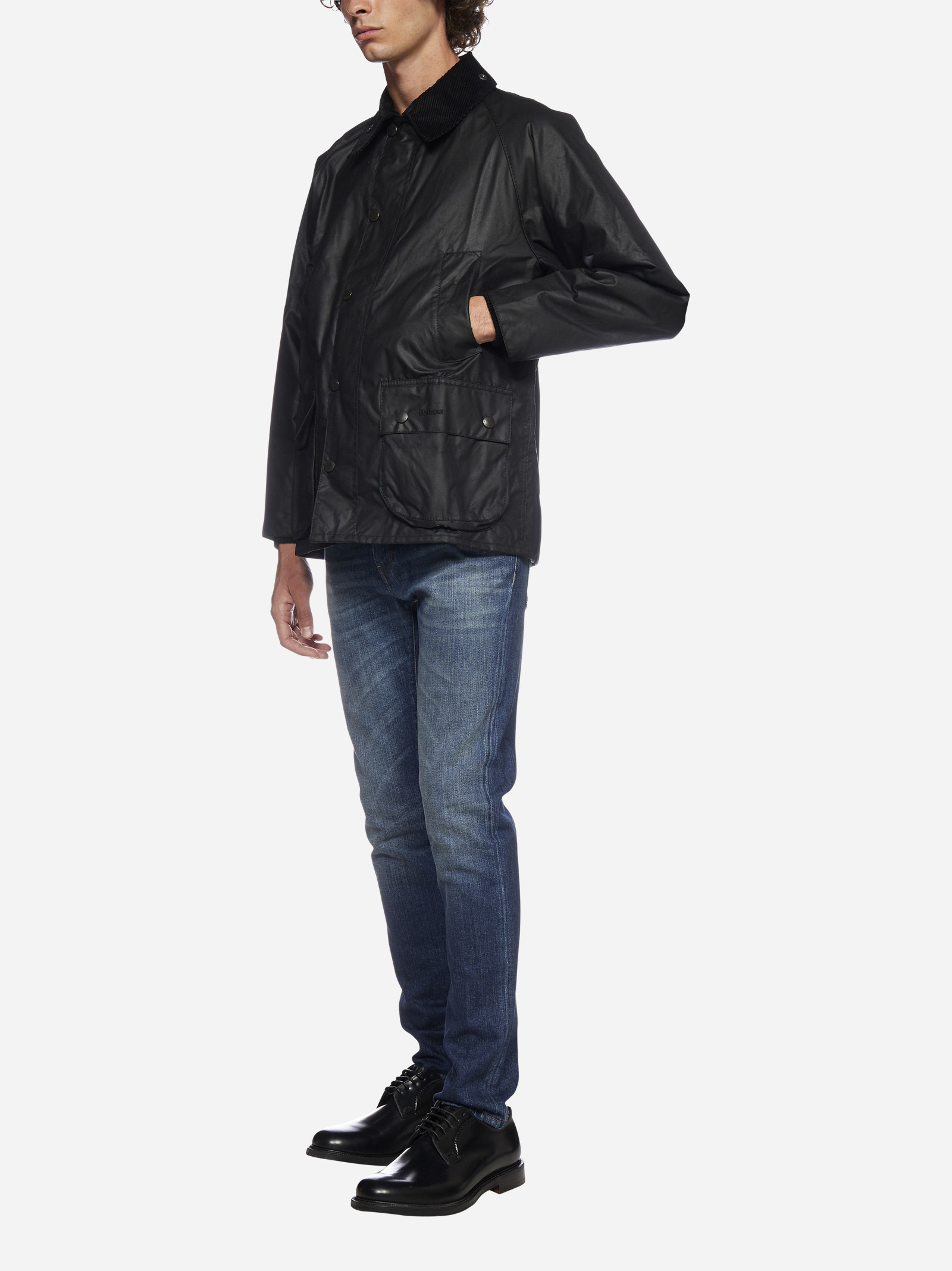 Shop Barbour Bedale Wax Jacket In Black