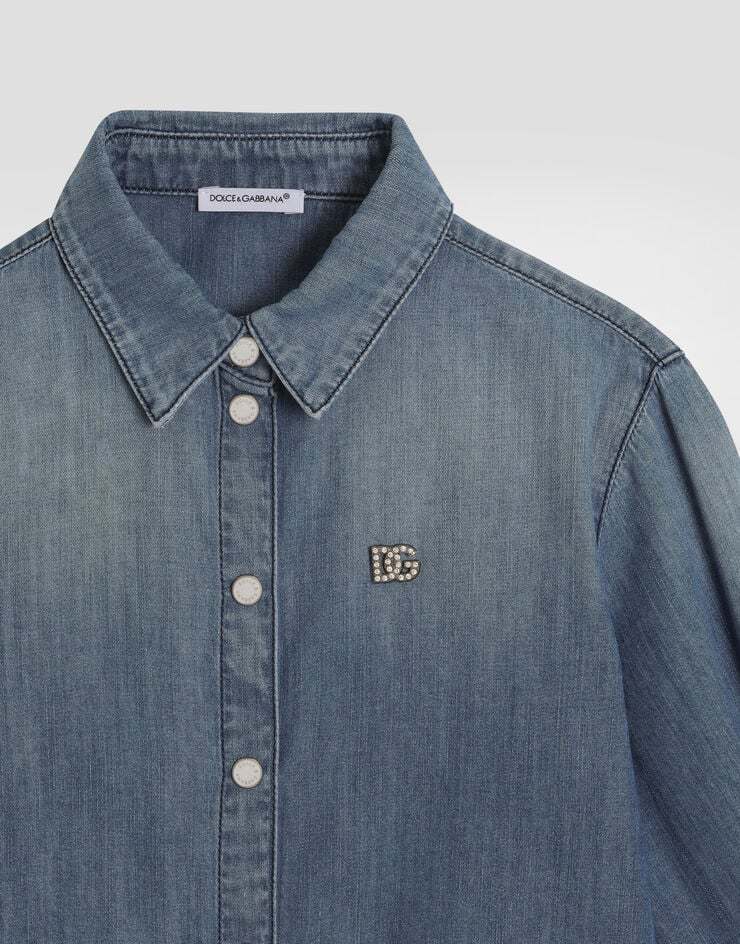 Dolce & Gabbana Denim Cropped Shirt In Blue