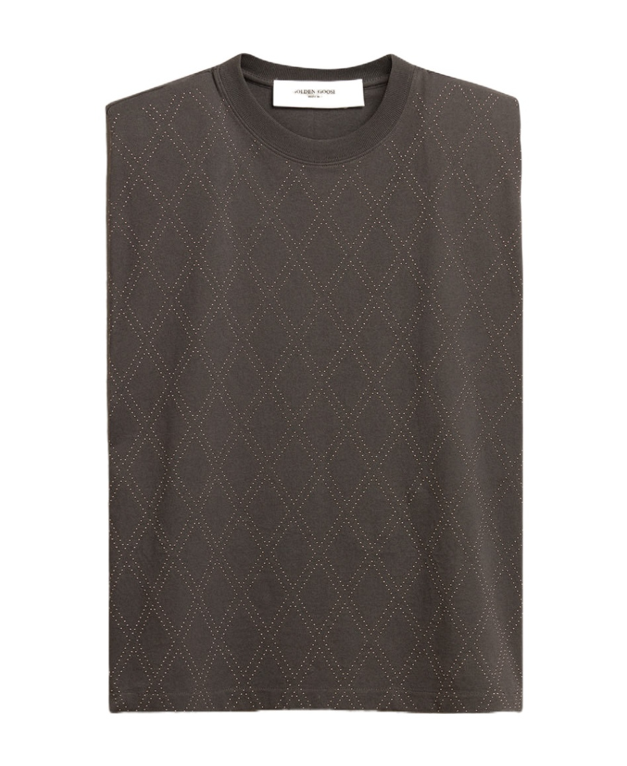 Golden Goose Diamond-pattern Sleeveless T-shirt In Black