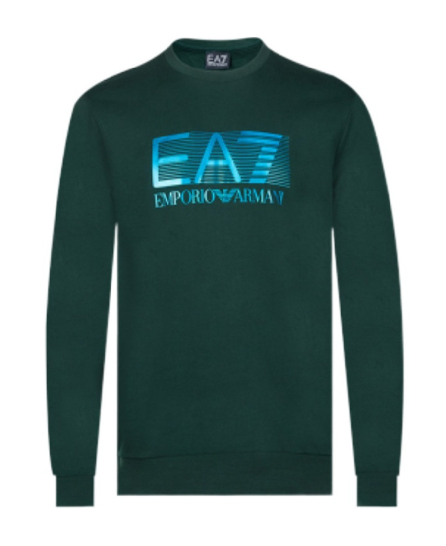 Ea7 Classic Logo Printed Sweater In Green