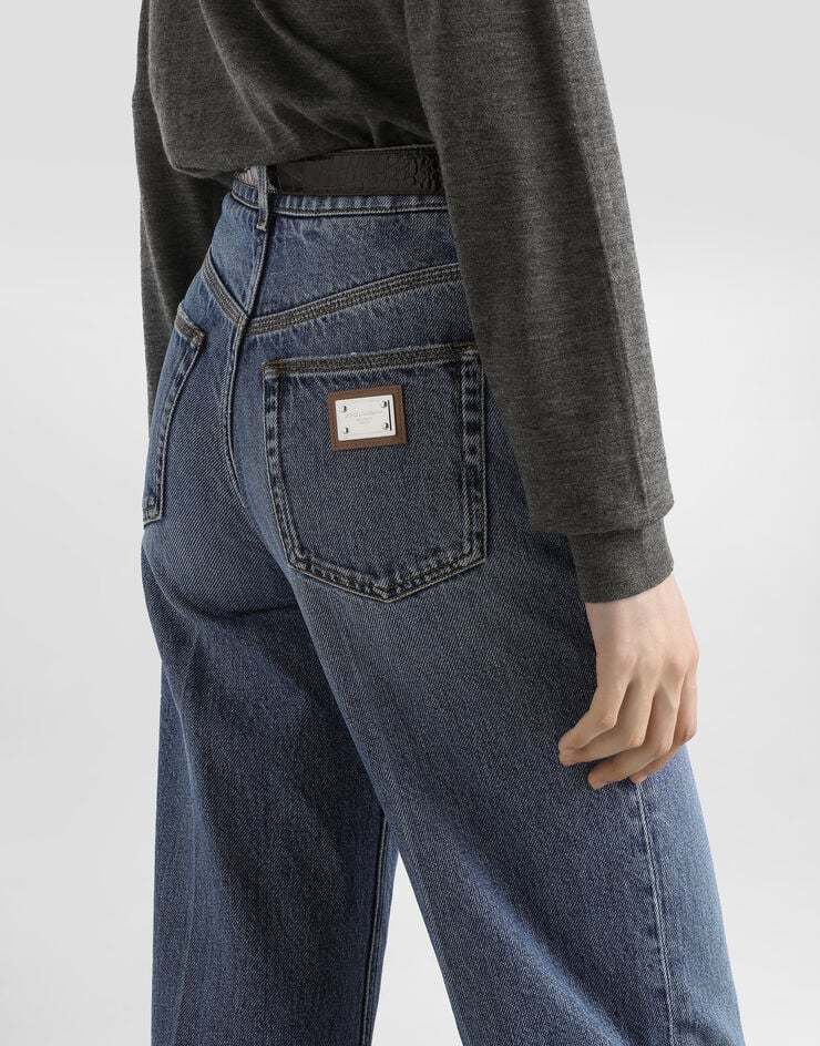 Dolce & Gabbana High-waist Wide-leg Trousers Crease Effect In Blue