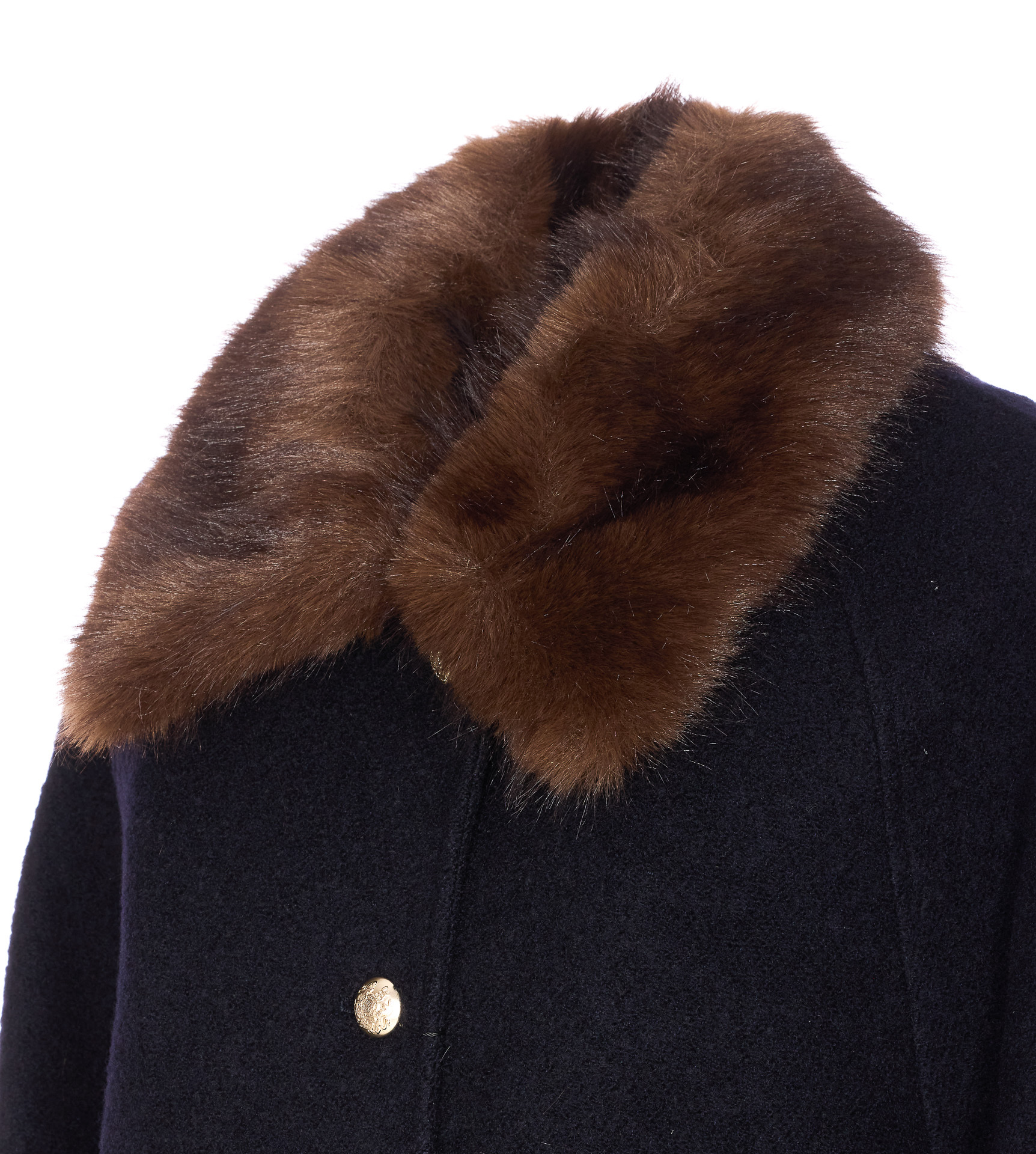 Dunst Boucle Wool Half Coat Dark Navy In Black