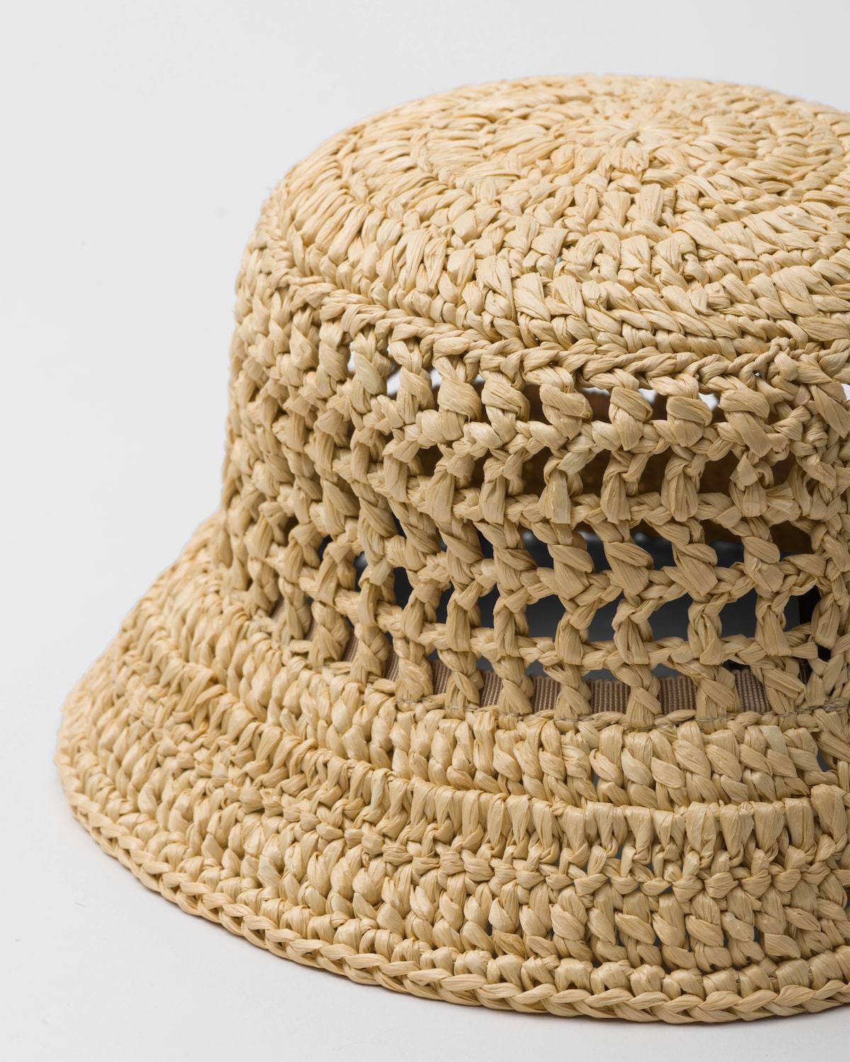 Prada Womens Neutral Embroidered Lettered-logo Crochet Bucket Hat In Nude