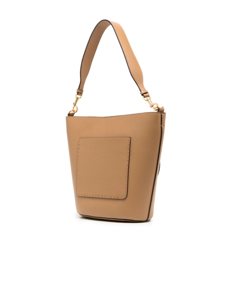 TORY BURCH LOGO-PLAQUE LEATHER BUCKET BAG