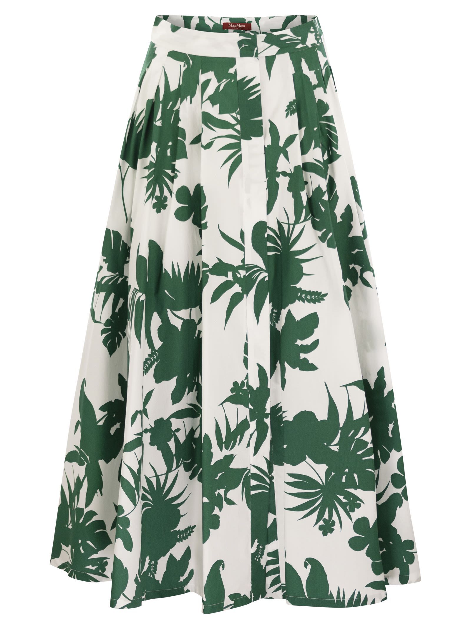Max Mara Idoneo Allover Floral Printed Midi Skirt In Green