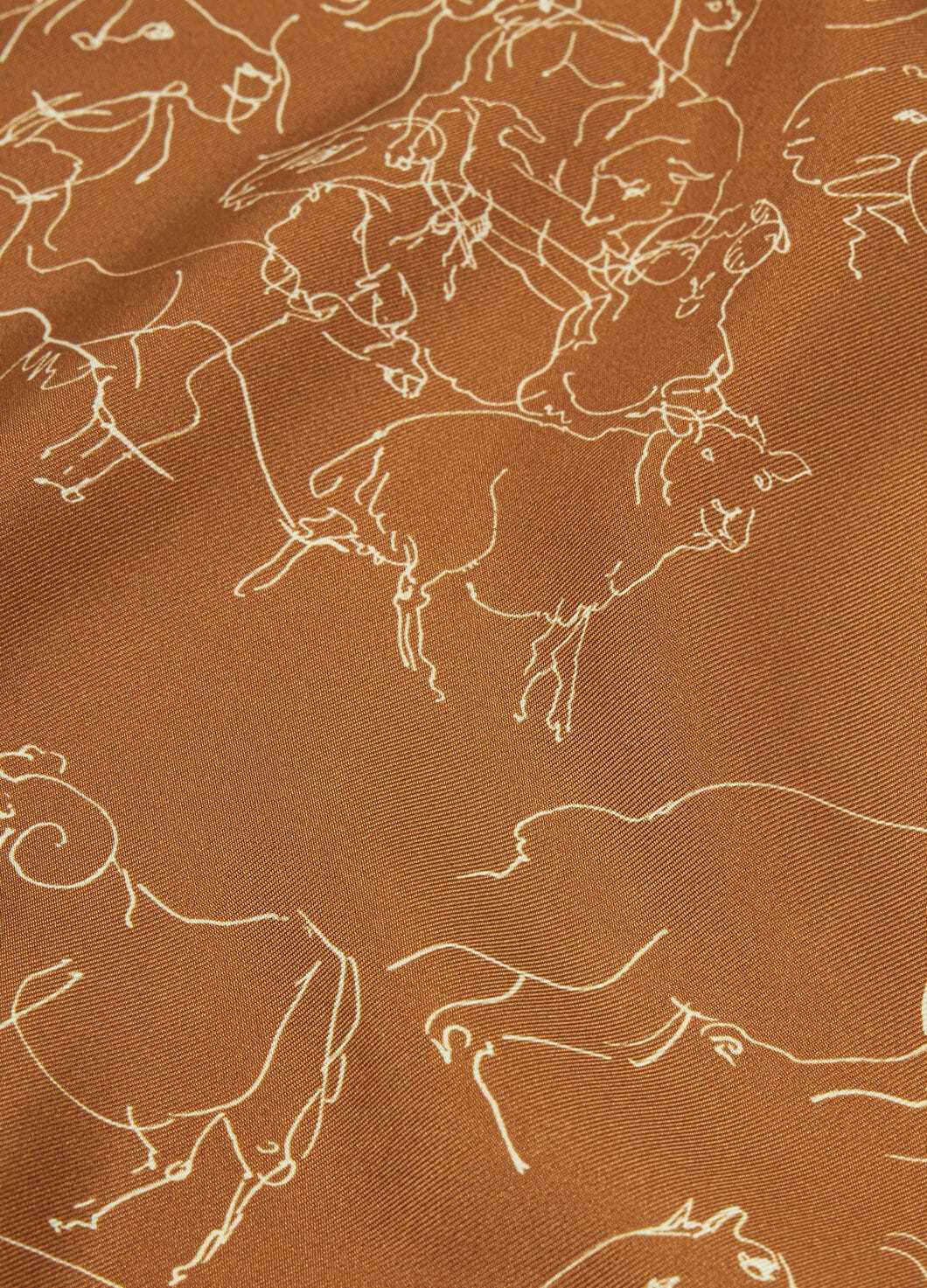 Loro Piana Pattern Silk Scarf In Bronze/white