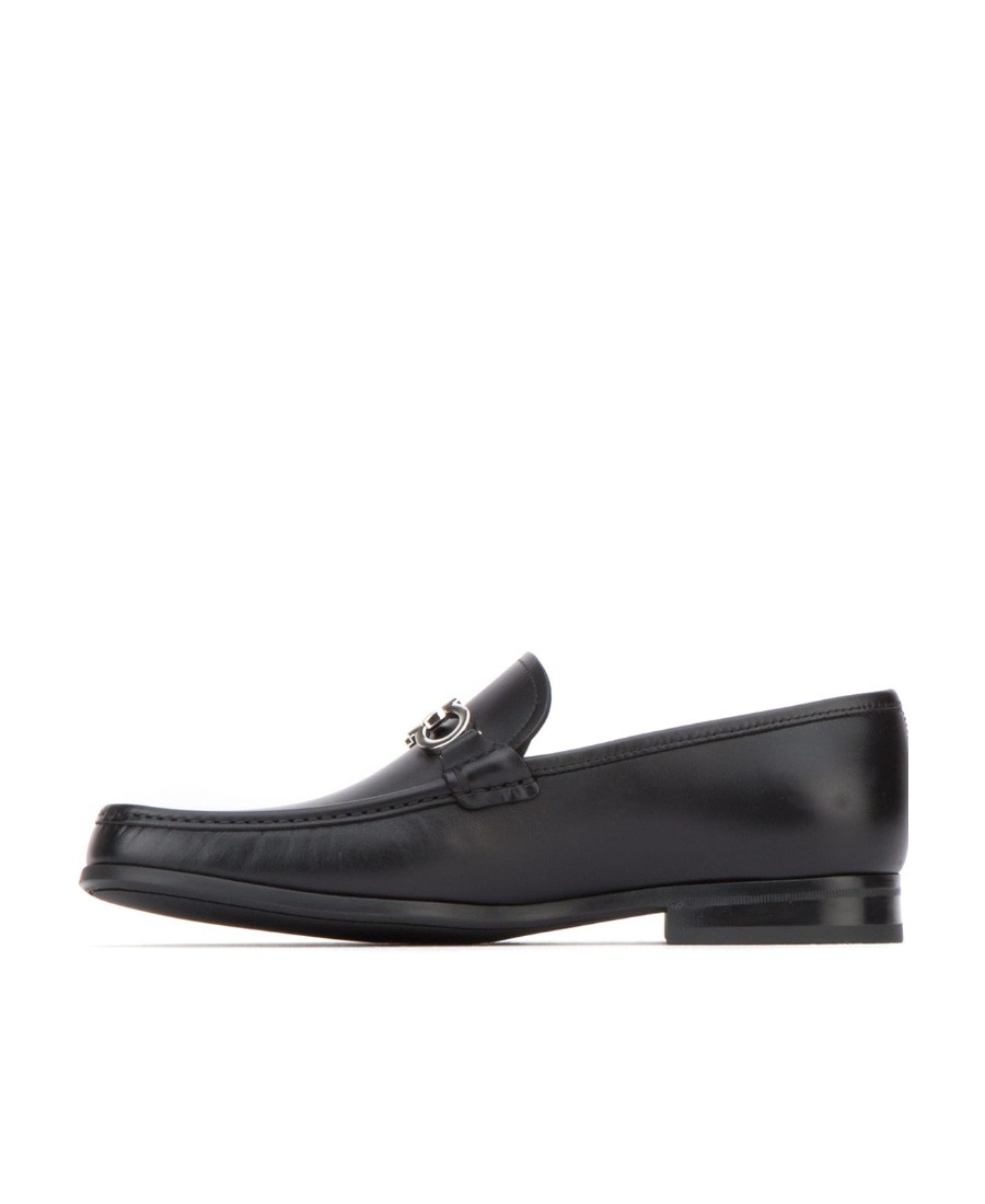 Ferragamo Gancini Ornament Loafers In Calf Leather In Black
