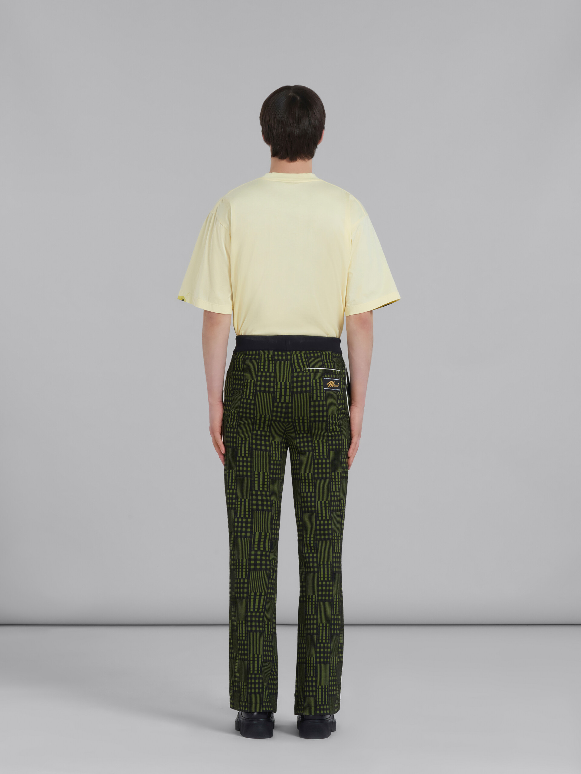 Marni Geometric-print Slim-cut Trousers In Green