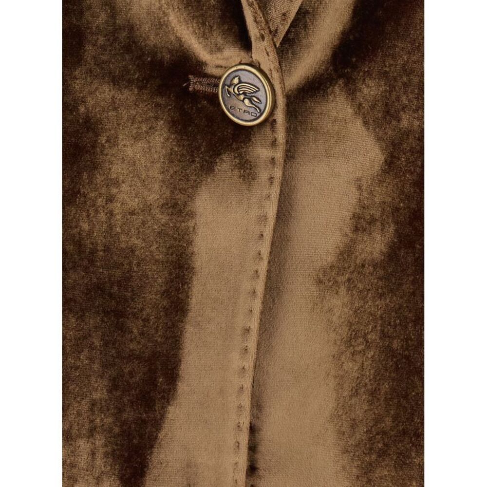 Etro Velvet Single-button Blazer In Brown