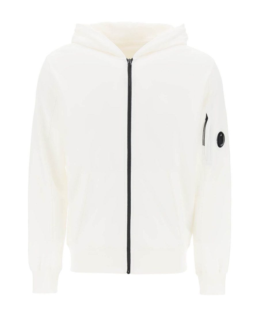 C.p. Company Zipper Pull Rope Hooded Sweater In White