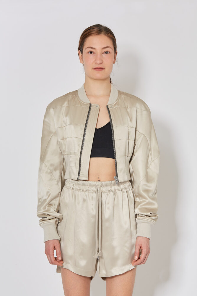 Rick Owens Girders Cropped Bomber Jacket In Nude