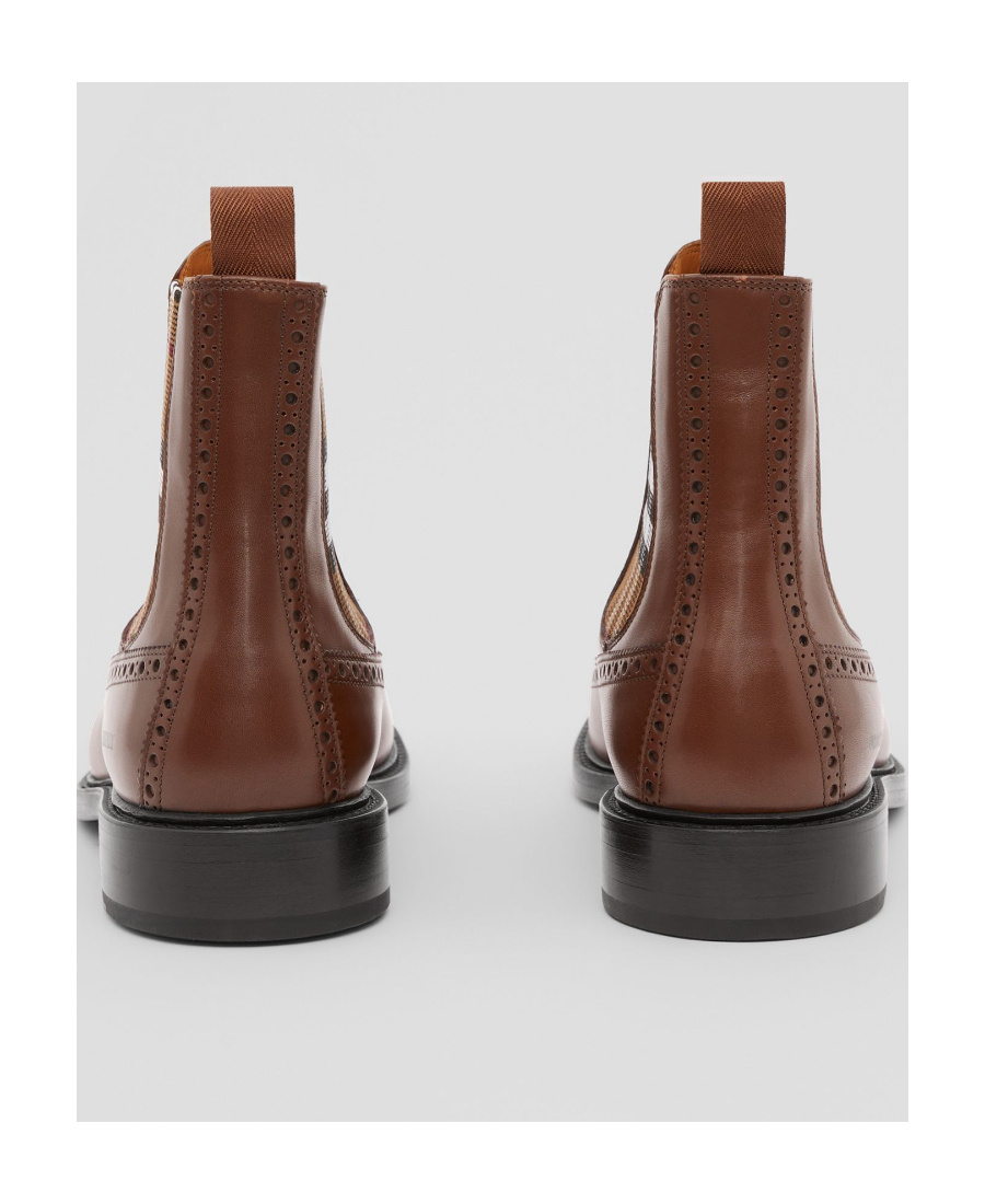 Shop Burberry Vintage Check Chelsea Boots In Brown