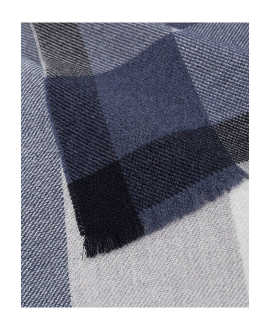 Brunello Cucinelli Check-print Frayed-edge Scarf In White