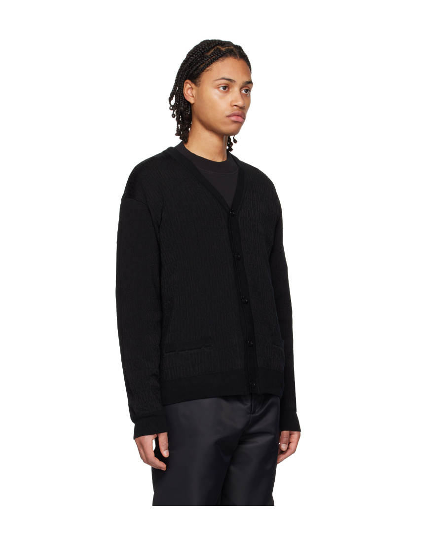 Moschino Button-up Virgin Wool Cardigan In Black