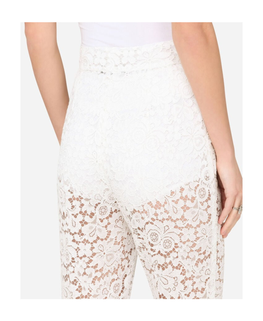 Dolce & Gabbana Lace Straight-leg Trousers In White