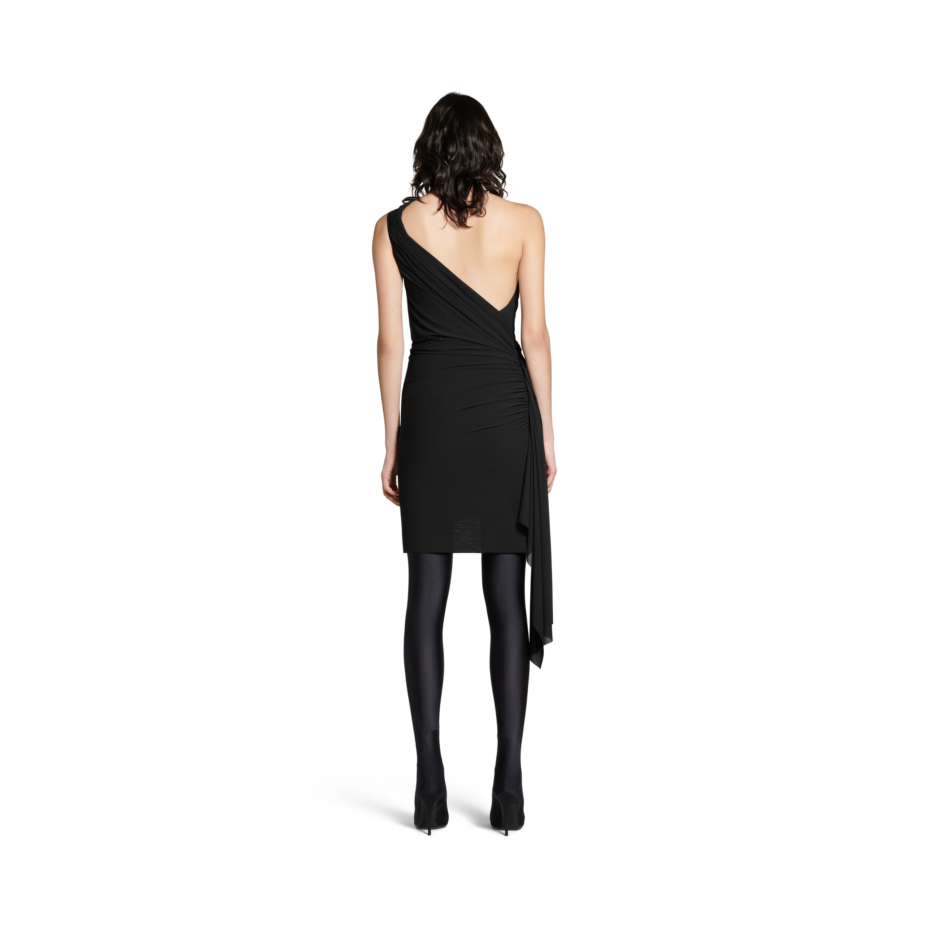 Balenciaga Twisted One-shoulder Mini Dress In Black