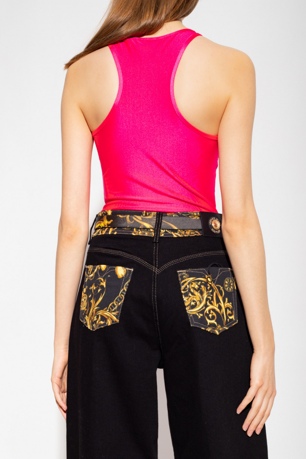 Versace Jeans Logo-patch Sleeveless Body In Pink