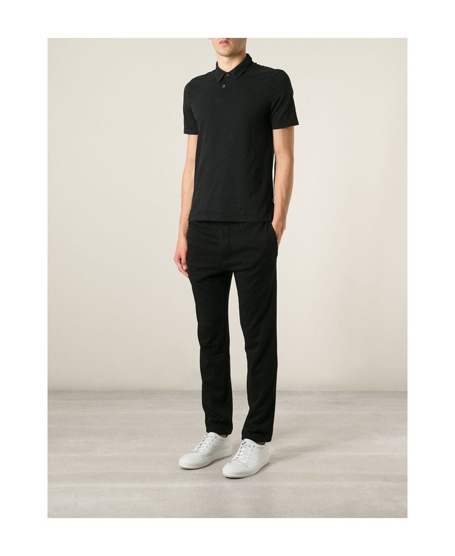 JAMES PERSE SUEDED-JERSEY POLO SHIRT