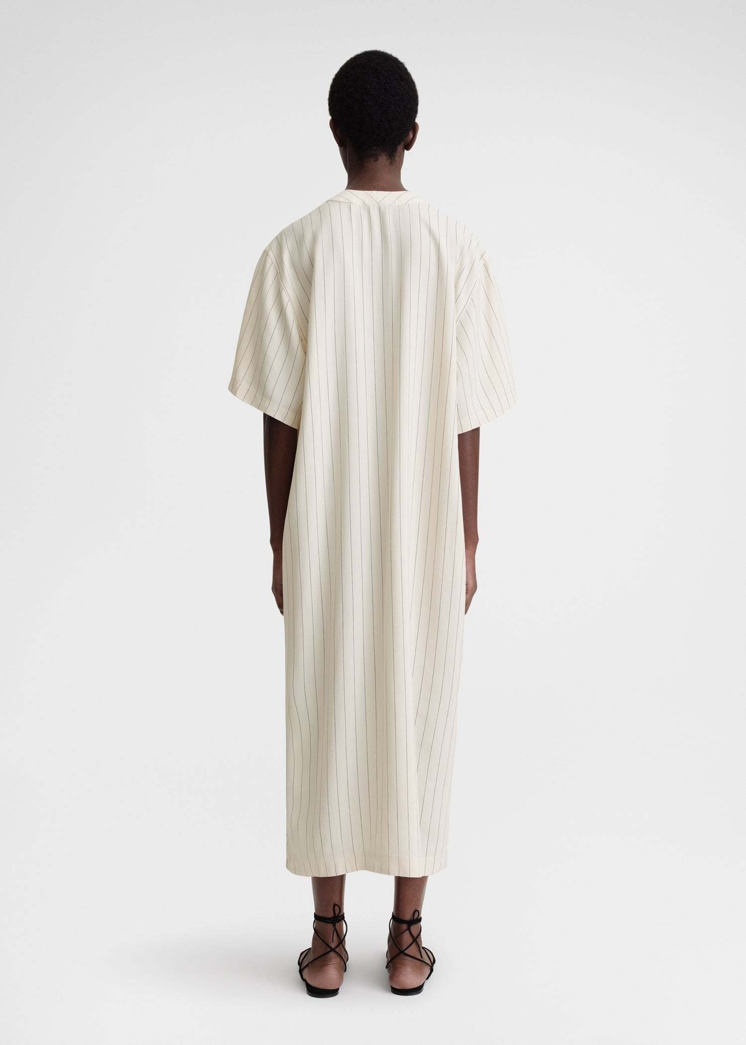 Totême Pinstripe Midi Dress In White