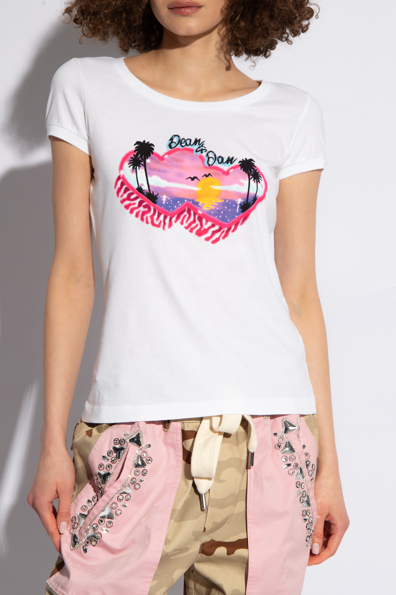 Dsquared2 Crew Neck Good Vibes Printed T-shirt In White