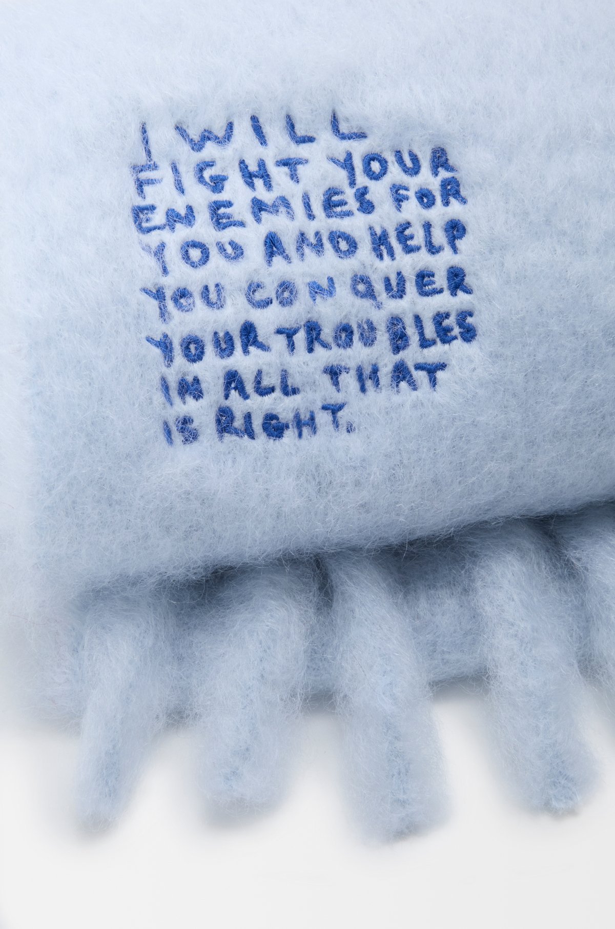 Loewe Scarf In Mohair And Wool Blend In Blue