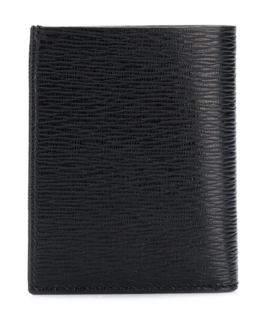 Ferragamo Black Cardholder With Gold-tone Gancini Logo In Calf Leather Man In Nude