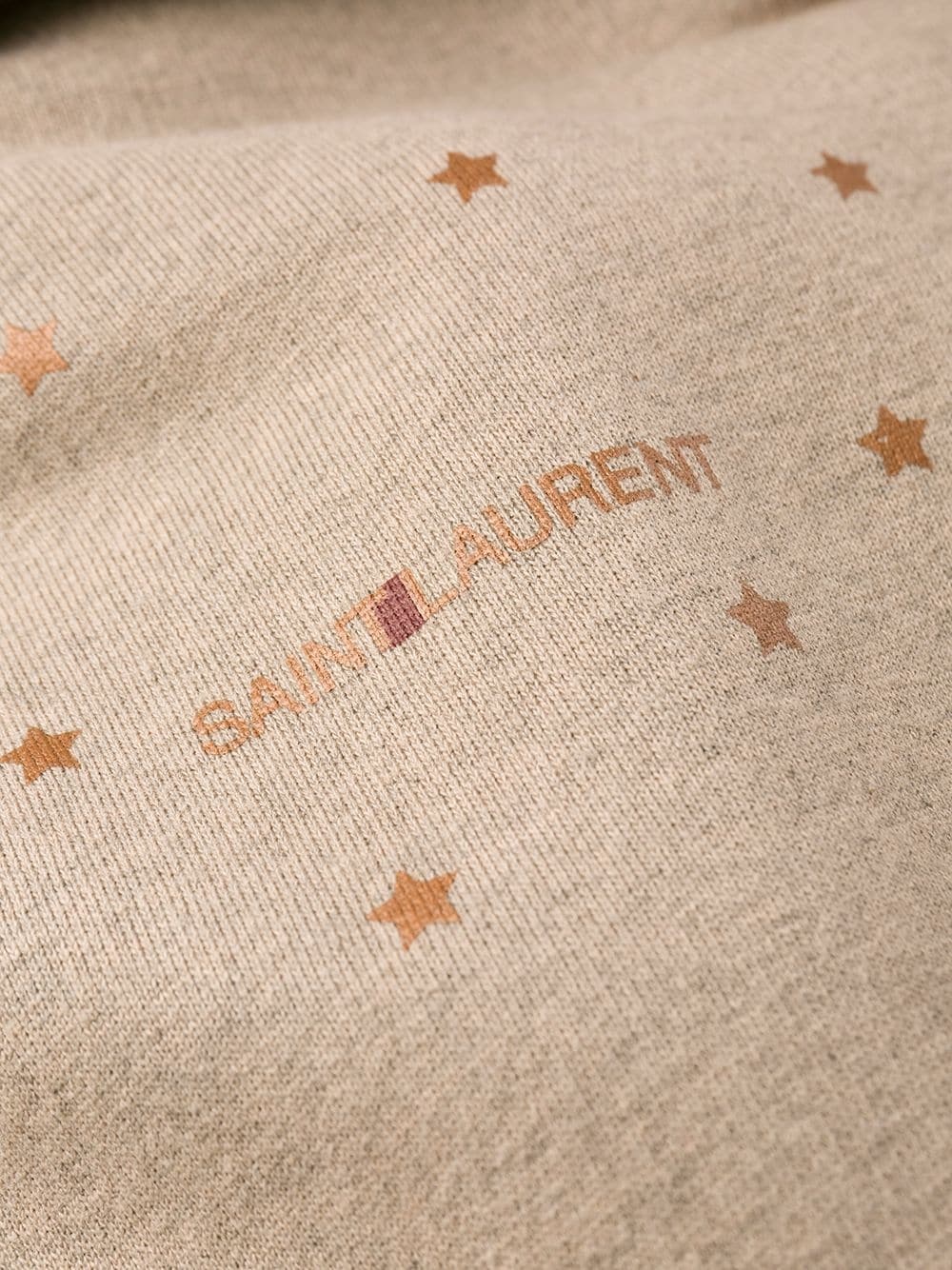 Saint Laurent Cotton Star Logo Printed Sweater In Nude