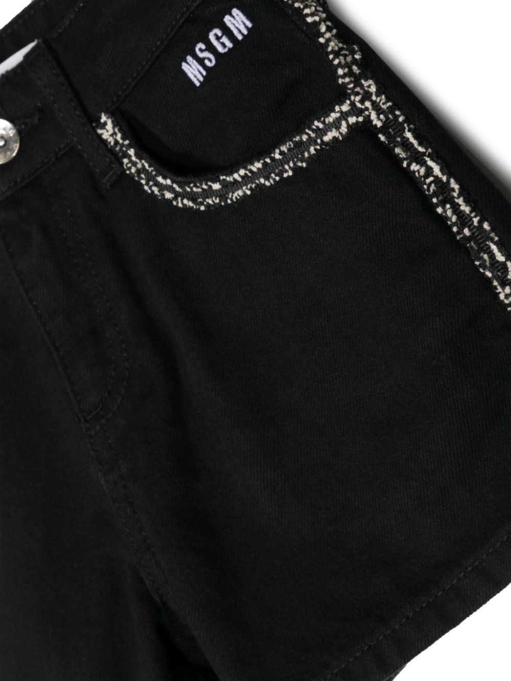 Msgm Contrasting-trim Denim Shorts In Black