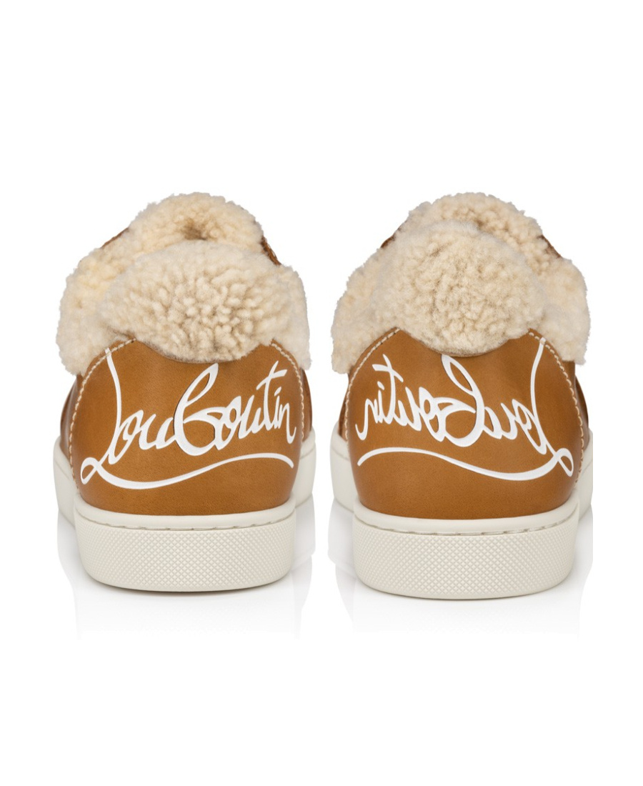 Christian Louboutin Fun Vieira Leather Sneakers In Brown