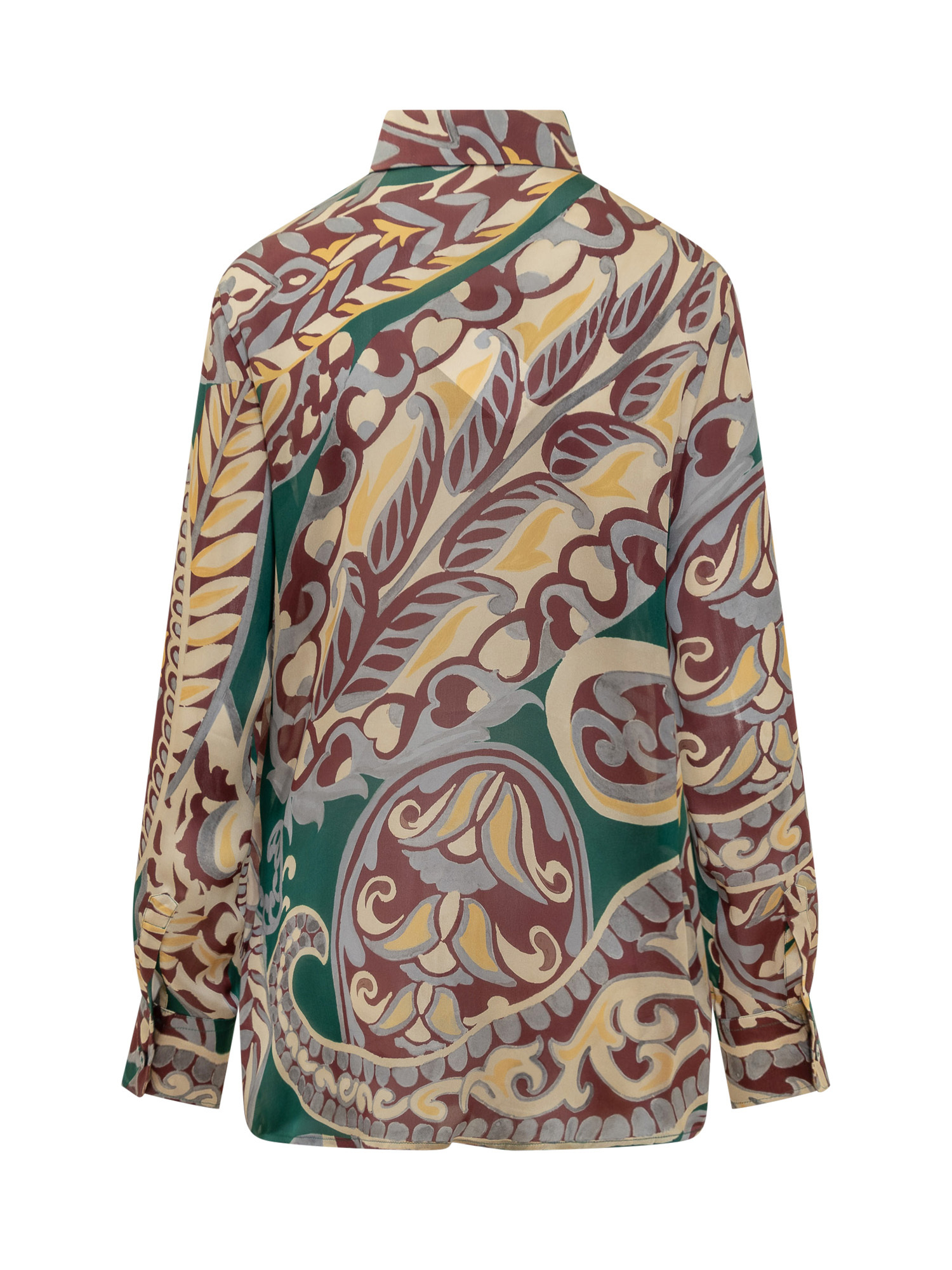 Etro Floral Paisley Print Long Sleeve Silk Top In Multi