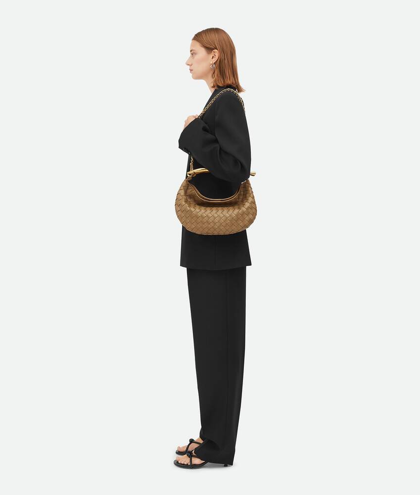 Bottega Veneta Small Sardine Chain Knitted Shoulder Bag In Brown