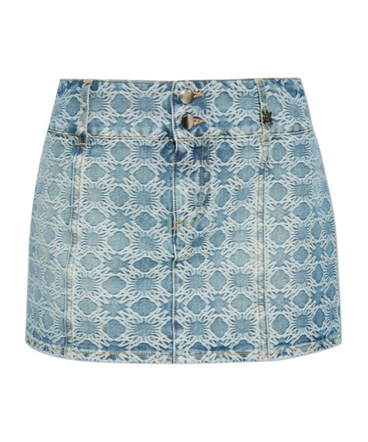 Amiri Ma Quad Denim Jacquard Mini Skirt In Blue