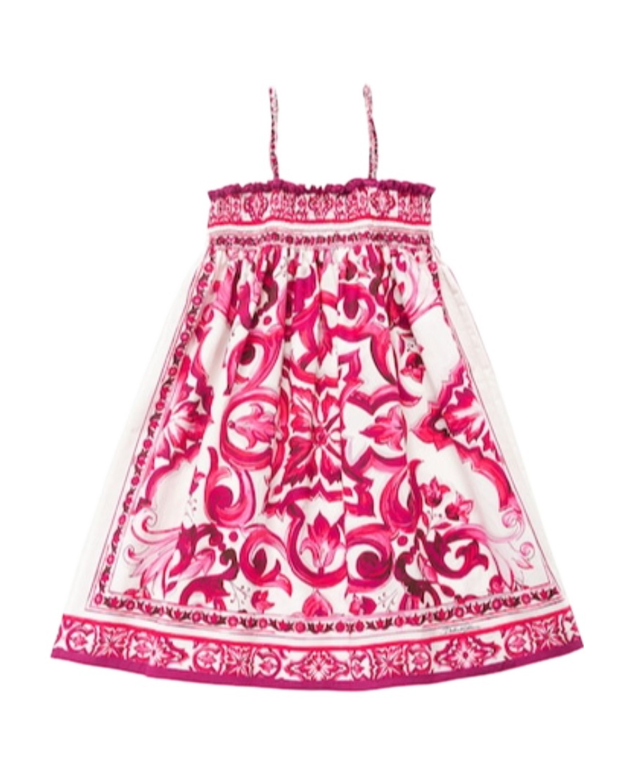 DOLCE & GABBANA MAJOLICA PRINTED COTTON POPLIN DRESS