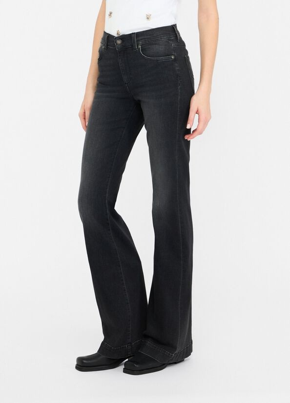 Liu •jo Flared Denim Trousers In Black