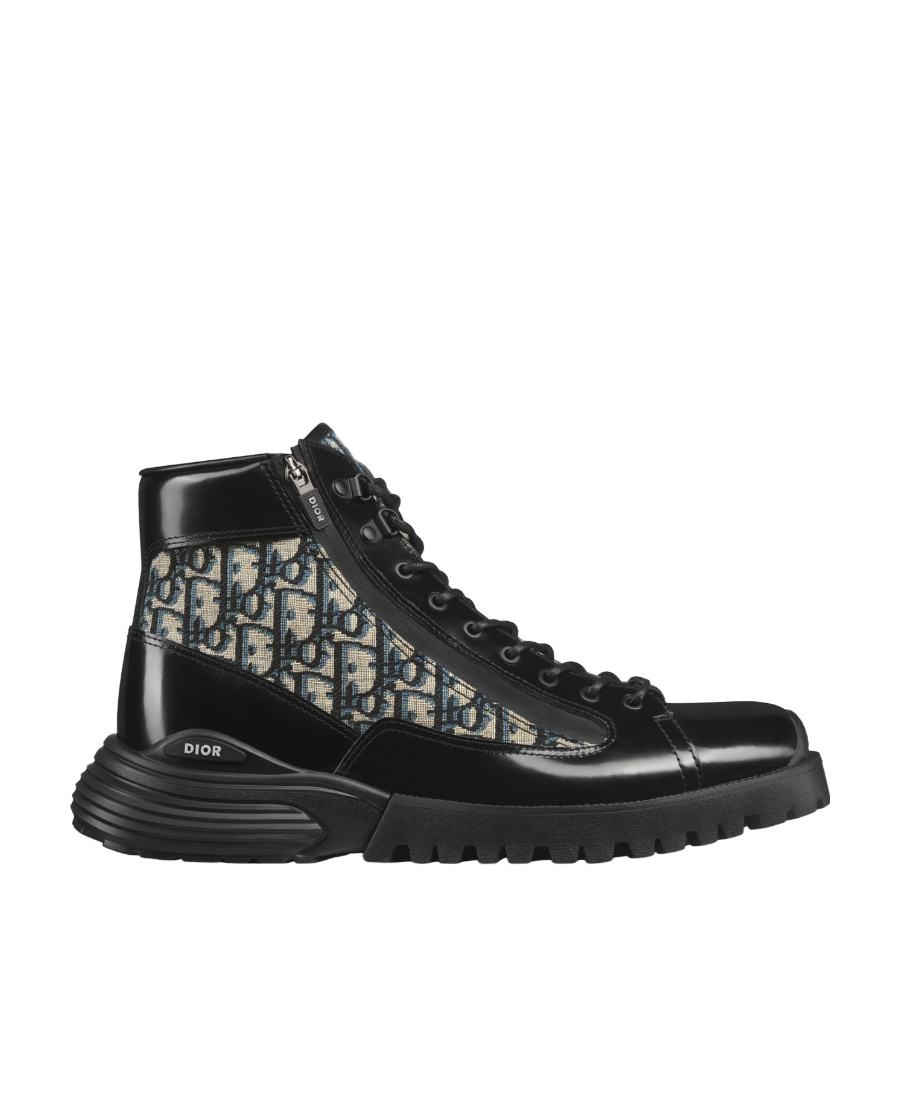 DIOR DIOR HOMME MONOGRAMMED LACE-UP BOOTS 