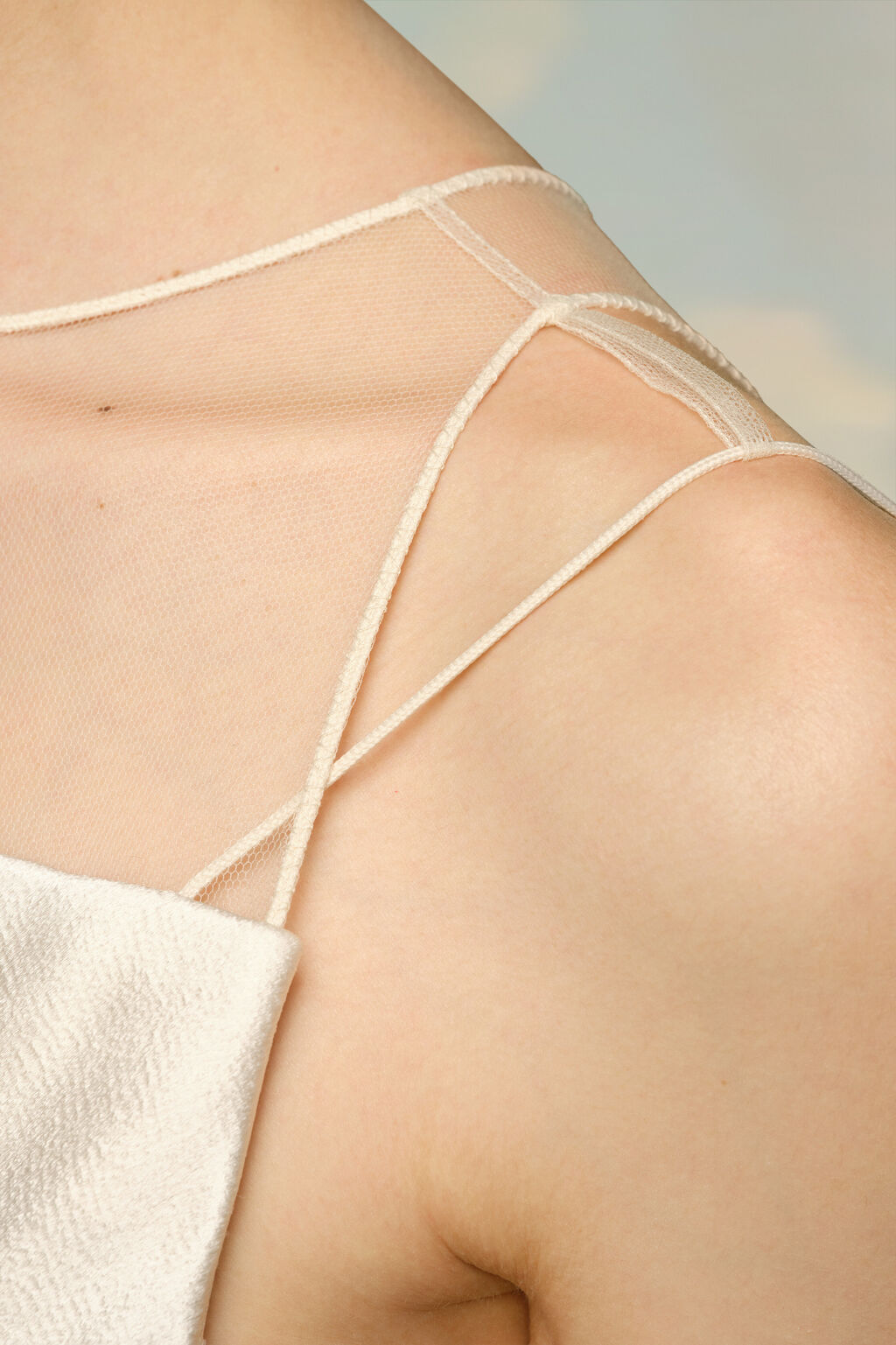 Maison Margiela Sheer-neck Silk Gown In Nude