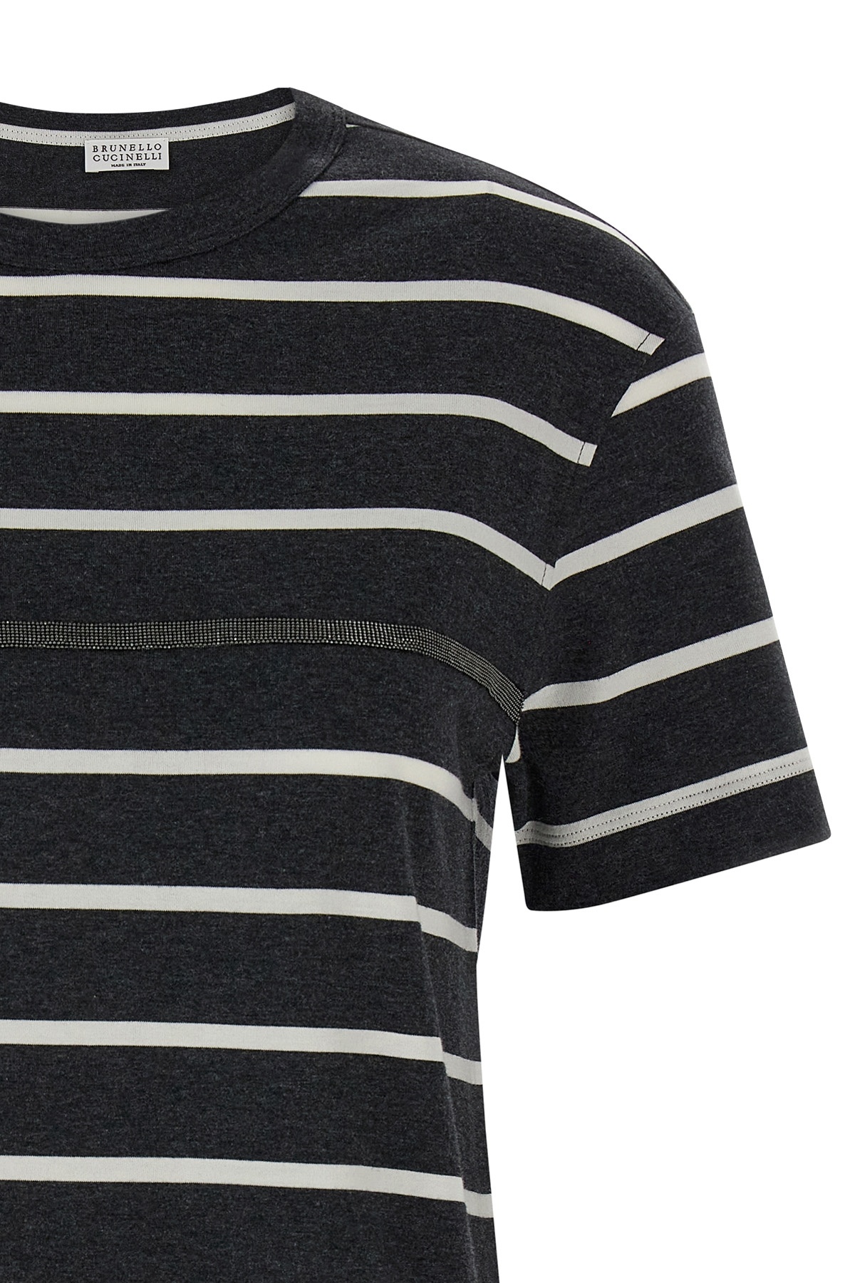 Brunello Cucinelli Monili Striped Short-sleeve Cotton T-shirt In Black