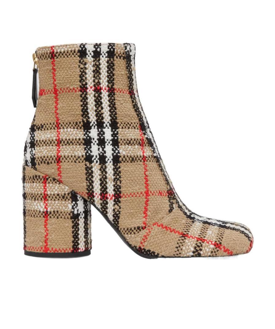 Burberry Vintage Check Bouclé 85mm Ankle Boots In Nude
