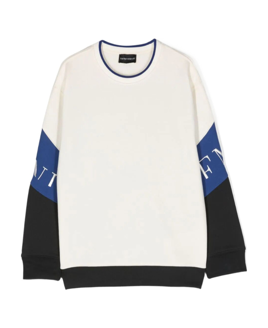 Emporio Armani Logo-embroidered Colour-block Sweatshirt In White