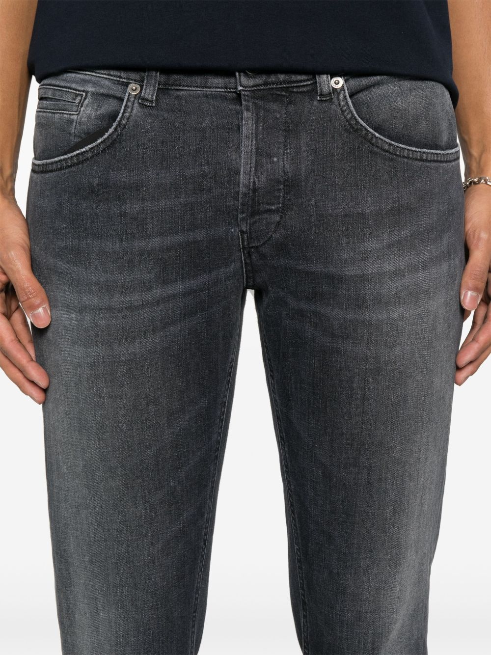 Dondup Grey Denim Jeans With Concealed Fly In Black