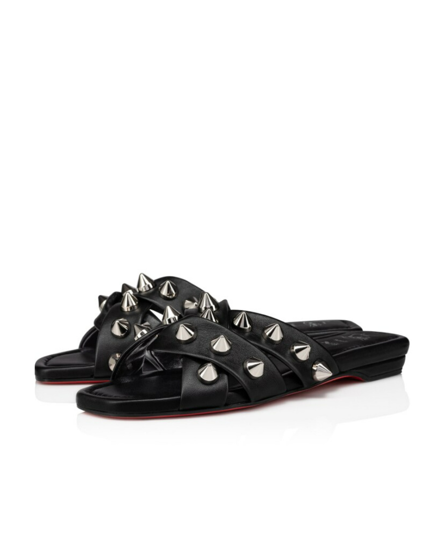 Shop Christian Louboutin Stud Embellished Open Toe Sandals In Black