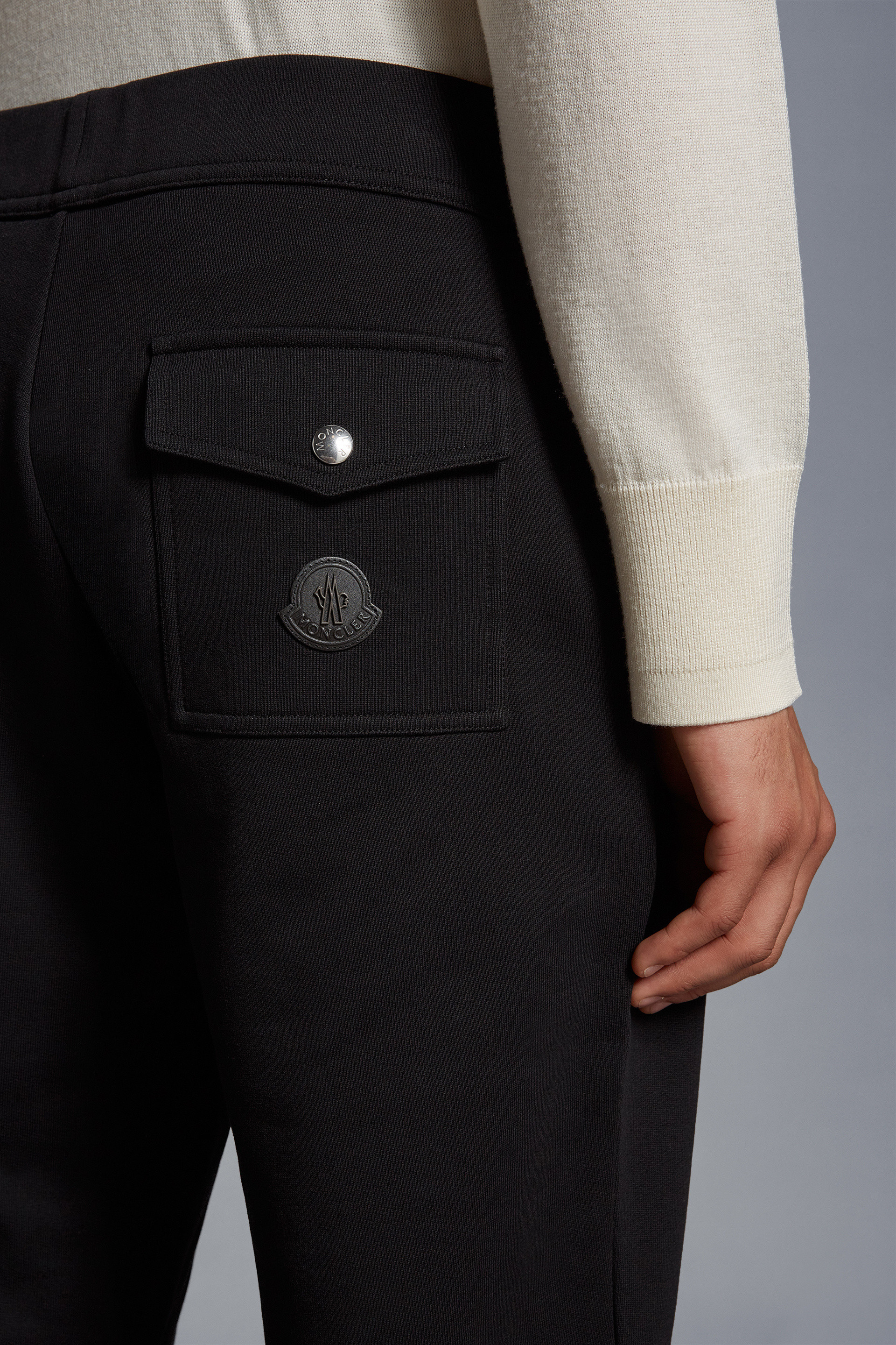 Moncler Cotton Trousers With Belt Loops And Pockets In Black