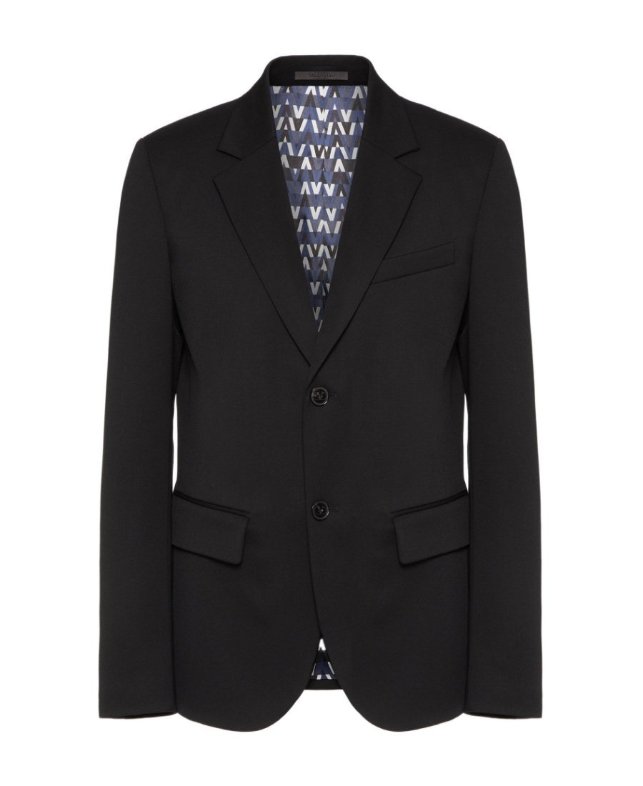 Valentino Single-breasted Wool-blend Blazer In Black