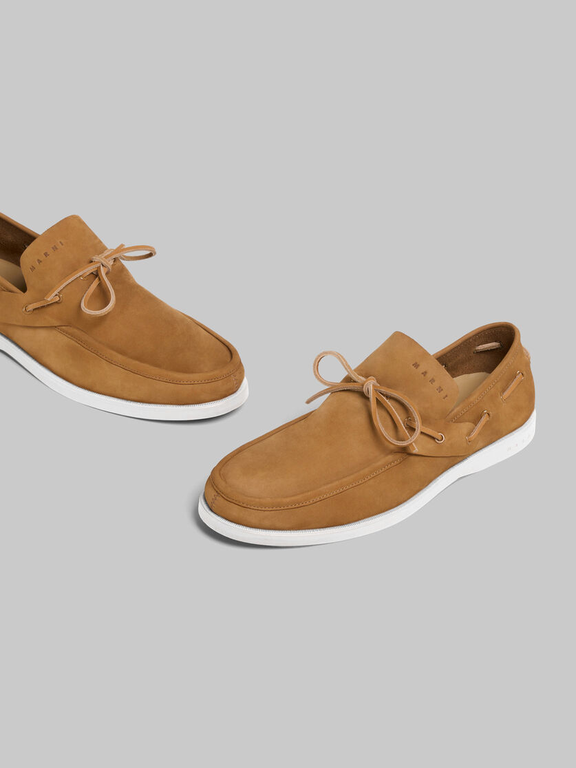 Marni Leather Loafers With Rubber Outsole And Piping In Brown