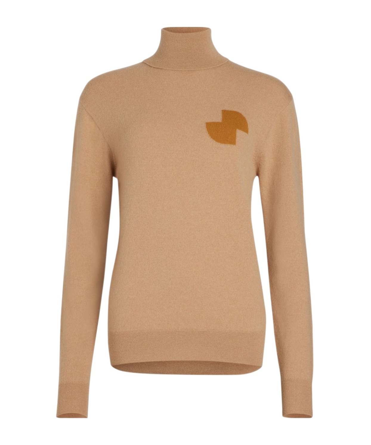 Patou Graphic Logo Wool Cashmere Turtleneck In Nude