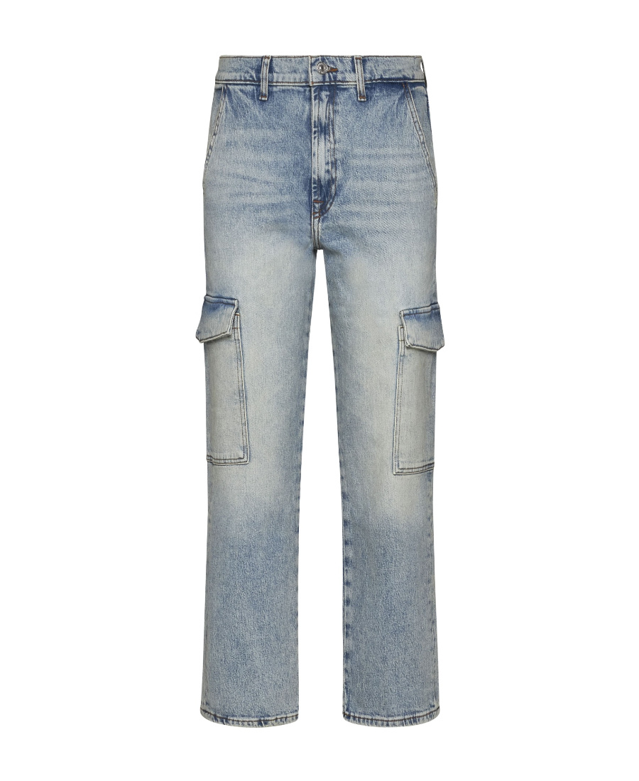 7 For All Mankind Cargo Logan High-rise Cropped Jeans In Gray