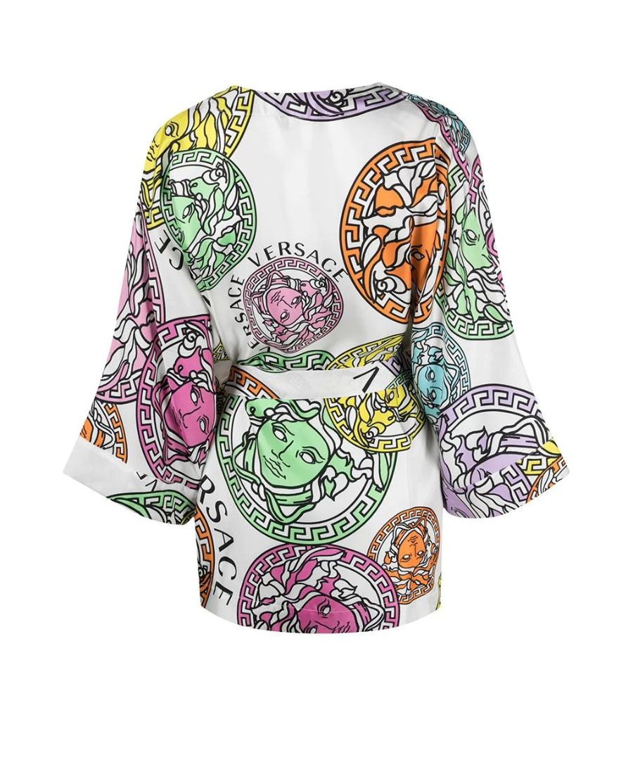 Versace Medusa Head Silk Robe In Multicolor