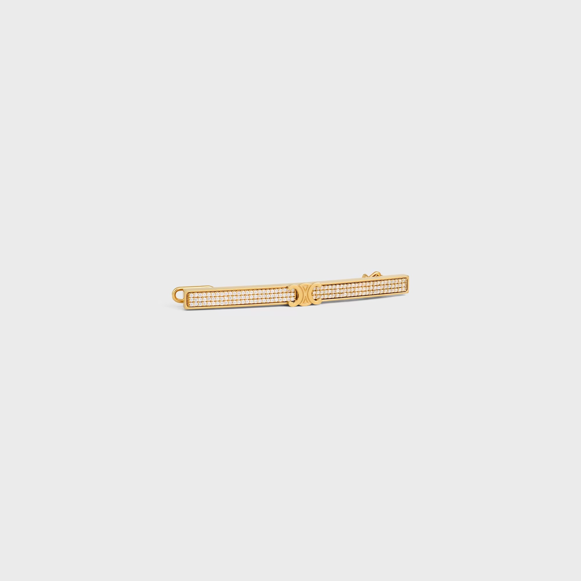 Celine Sparkle Hair Clip In Strass And Brass With Gold Finish In Gold