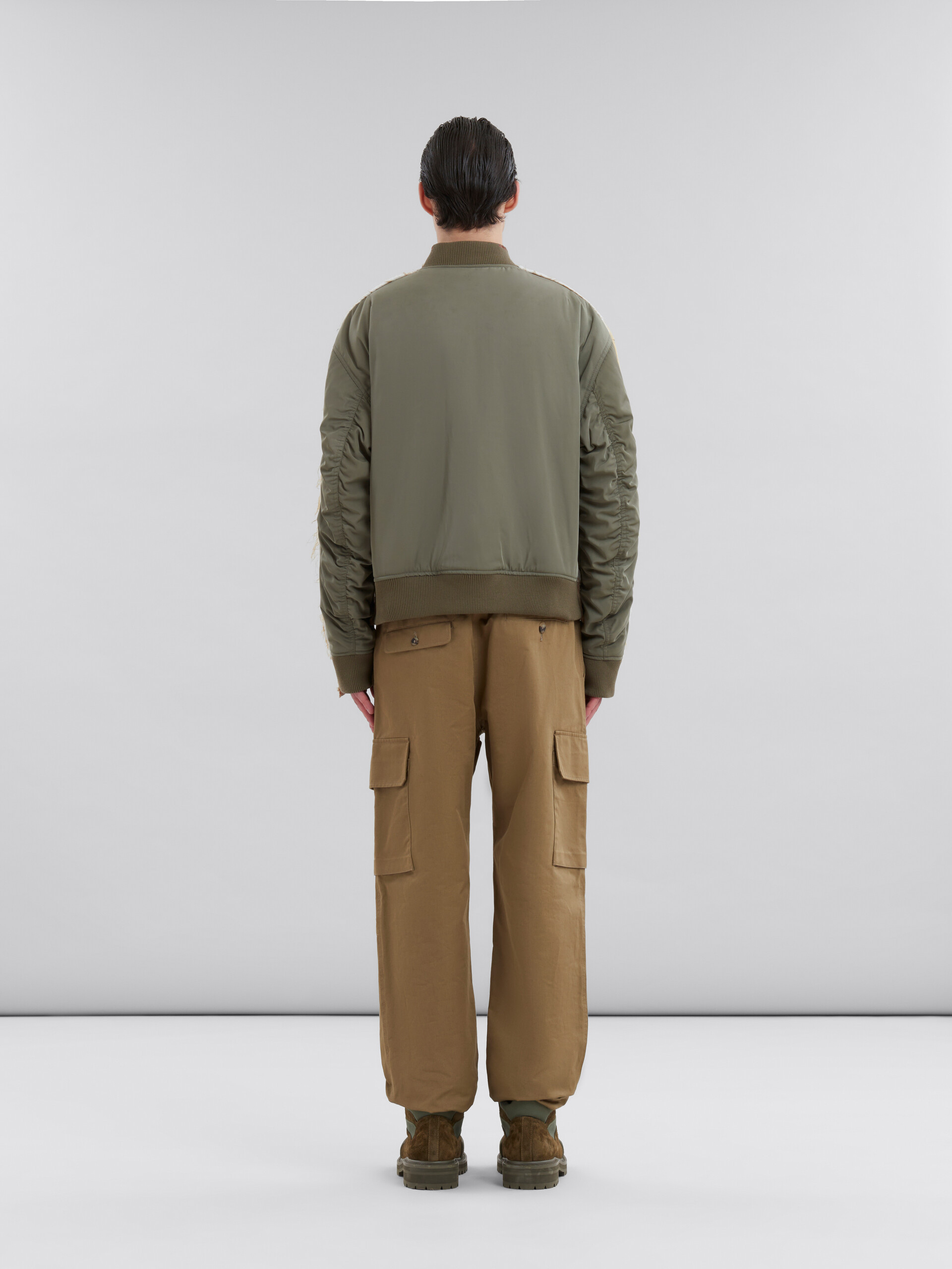 Shop Marni Beige Twill Bomber Jacket With Contrast Back In Nude